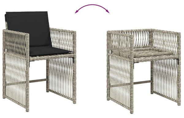 VidaXL 5részes világosszürke polyrattan kerti étkezőgarnitúra párnával