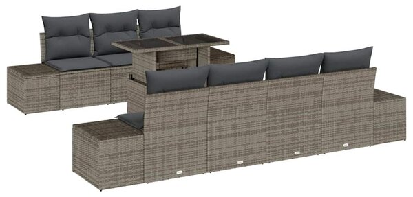 VidaXL Kanapé Szett párnával 8 pcs Szürke polirattan