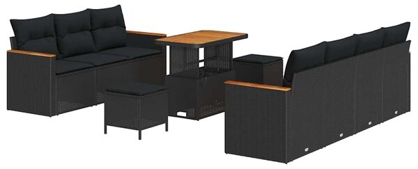 VidaXL Kerti Kanapé Szett párnával 14 pcs Fekete polirattan