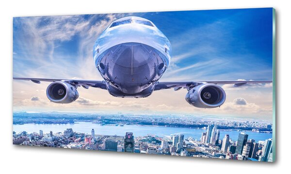 Hátfal panel konyhai Plane a város felett