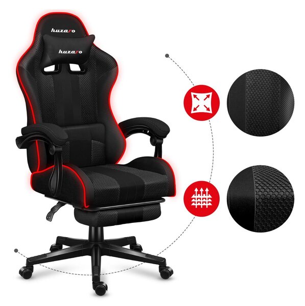 Játék szék Fusion 4.7 (fekete + többszínű) (LED világítással)