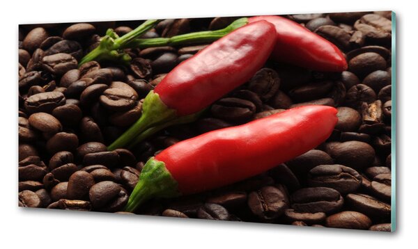 Konyhai hátfalpanel Chilli és a kávé