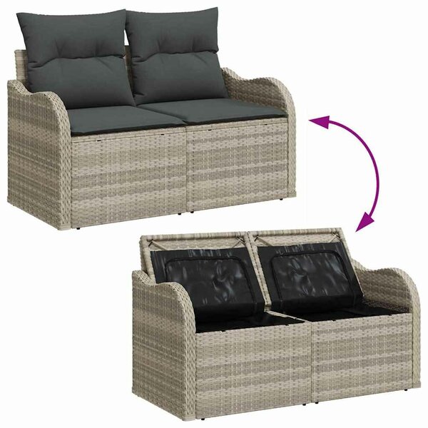 VidaXL Kerti Kanapé Szett tárolóval 4 pcs Világosszürke polirattan