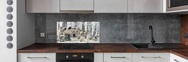 Konyhai fali panel Farkasok télen