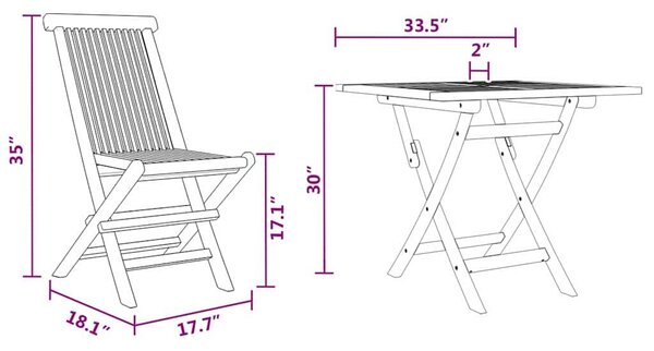 VidaXL Kert étkező szett 3 pcs Barna Tömör Akácfa