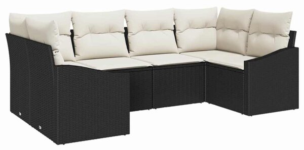 VidaXL Kerti Kanapé Szett tárolóval 6 pcs Fekete és Krém polirattan