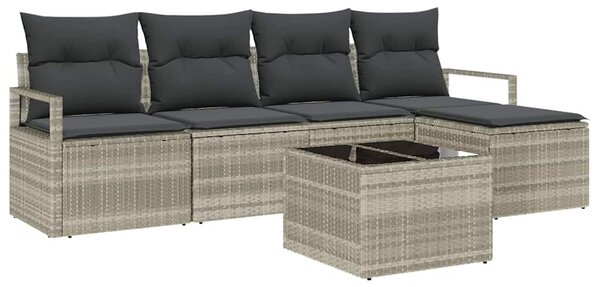 VidaXL Kerti Kanapé Szett 6 pcs Világosszürke Poli rattan