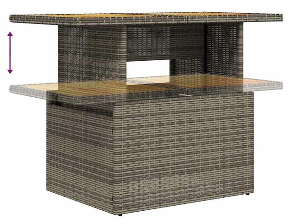 VidaXL 5 részes szürke polyrattan akácfa kerti ülőgarnitúra párnákkal