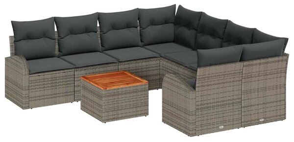 VidaXL Kerti Kanapé Szett tárolóval 9 pcs Szürke polirattan
