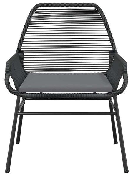 VidaXL 3 részes fekete polyrattan üveg kerti étkezőgarnitúra párnákkal