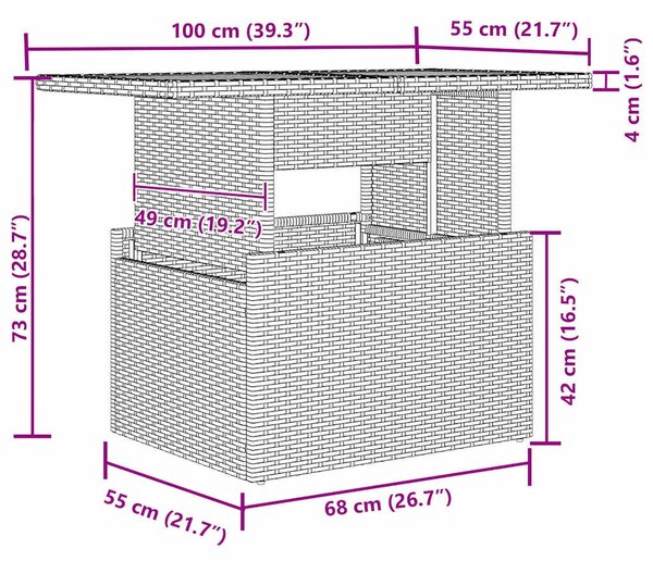 VidaXL Kerti Kanapé Szett párnával tárolóval 6 pcs Fekete polirattan