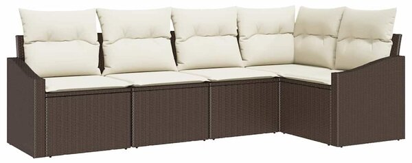 VidaXL Kanapé Szett párnával 5 pcs Barna polirattan