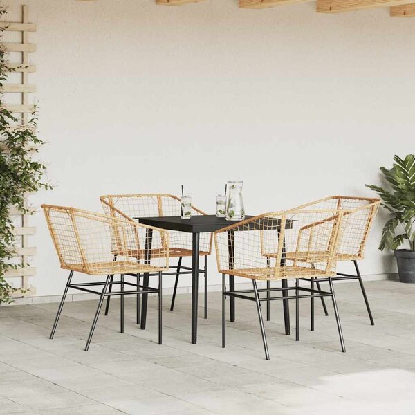 VidaXL 5 észes barna polyrattan üveg kerti étkezőgarnitúra