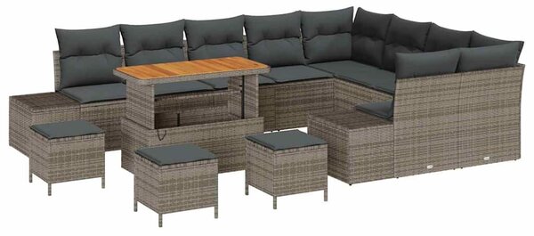 VidaXL Kerti Kanapé Szett párnával tárolóval 13 pcs Szürke Poli rattan