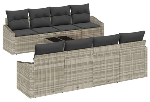 VidaXL Kanapé Szett 7 pcs Világosszürke és Sötétszürke polirattan