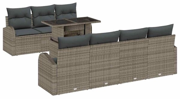 VidaXL Kerti Kanapé Szett párnával 8 pcs Szürke Poli rattan