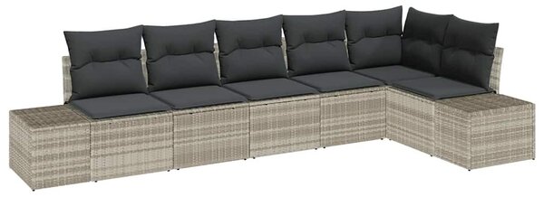 VidaXL Kerti Kanapé Szett tárolóval 6 pcs Világosszürke polirattan