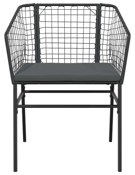 VidaXL 5 részes fekete polyrattan üveg kerti étkezőgarnitúra párnákkal