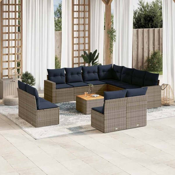 VidaXL 12 részes szürke polyrattan kerti ülőgarnitúra párnákkal