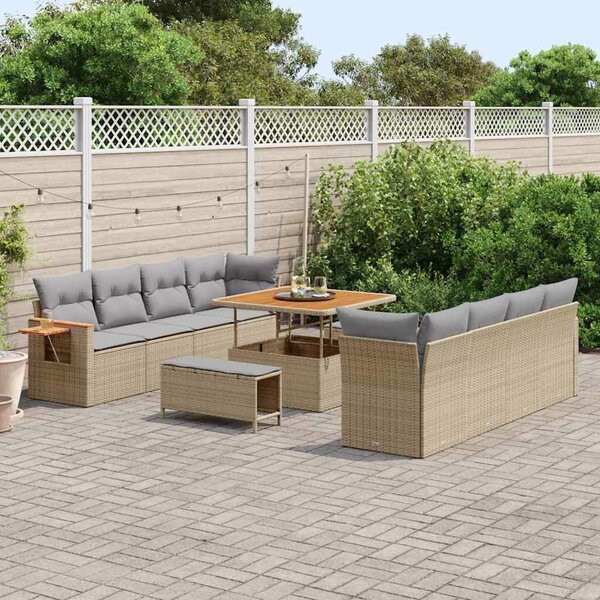 VidaXL Kerti Kanapé Szett párnával 11 pcs Beige és Világosszürke