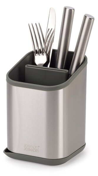 Fényes ezüstszínű rozsdamentes acél edényszárító evőeszközökhöz 11x11,5 cm Duo Steel – Joseph Joseph