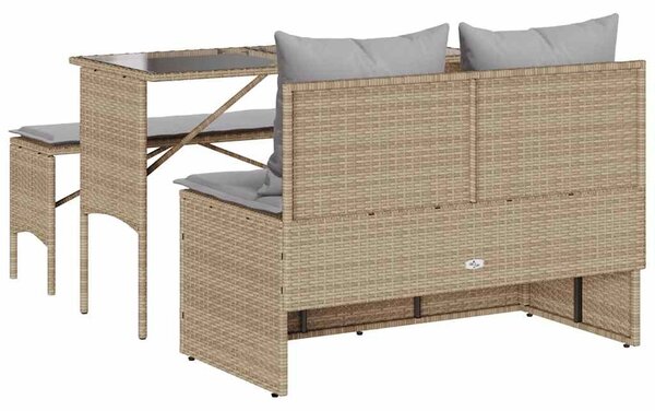 VidaXL 3 részes bézs polyrattan kerti étkezőgarnitúra párnákkal