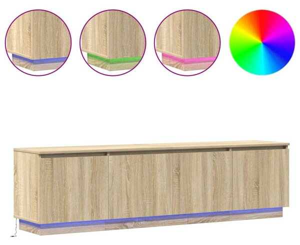 LED világítású TV szekrény Sonoma tölgy 180x38x49 cm Mérnöki fa