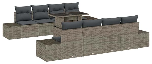 VidaXL Kerti Kanapé Szett párnával 9 pcs Szürke polirattan