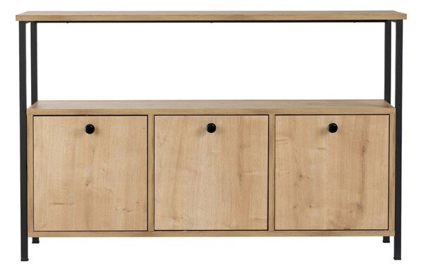 Világos natúr színű konzolasztal tölgyfa dekorral 29,5x120 cm Solace – Kalune Design