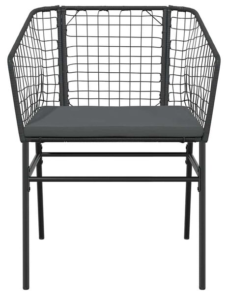 VidaXL 5 részes fekete polyrattan üveg kerti étkezőgarnitúra párnákkal
