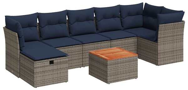VidaXL 8 részes szürke polyrattan kerti ülőgarnitúra párnákkal