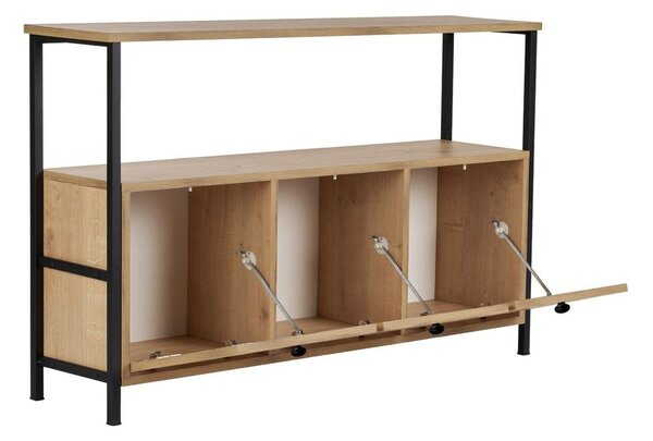 Világos natúr színű konzolasztal tölgyfa dekorral 29,5x120 cm Solace – Kalune Design