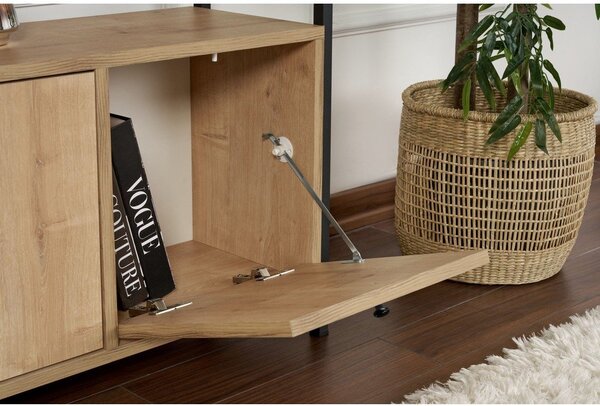 Világos natúr színű konzolasztal tölgyfa dekorral 29,5x120 cm Solace – Kalune Design