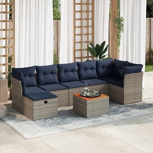 VidaXL 8 részes szürke polyrattan kerti ülőgarnitúra párnákkal