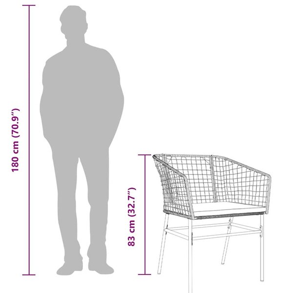VidaXL 5 észes barna polyrattan üveg kerti étkezőgarnitúra párnával