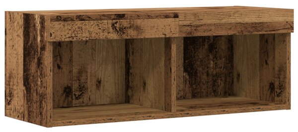 TV Fali Szekrény LED Világítással 2 db Régi Fa 80x30x30 cm