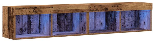 TV Fali Szekrény LED Világítással 2 db Régi Fa 80x30x30 cm