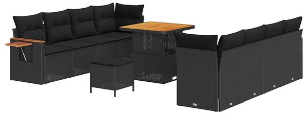 VidaXL Kerti Kanapé Szett párnával 12 pcs Fekete polirattan