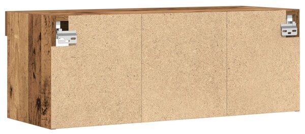 TV Fali Szekrény LED Világítással 2 db Régi Fa 80x30x30 cm