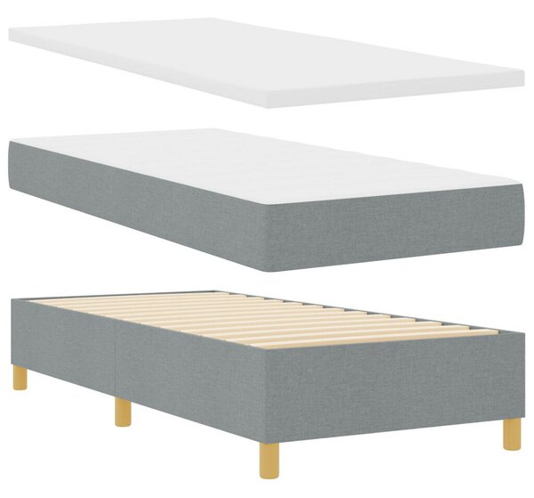 Box Spring Ágy matraccal &amp; Pad világosszürke 100x200 cm textil