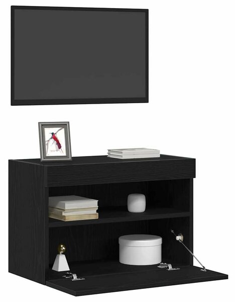 TV faliszekrény LED világítással 2 db Fekete tölgy 60x30x40 cm