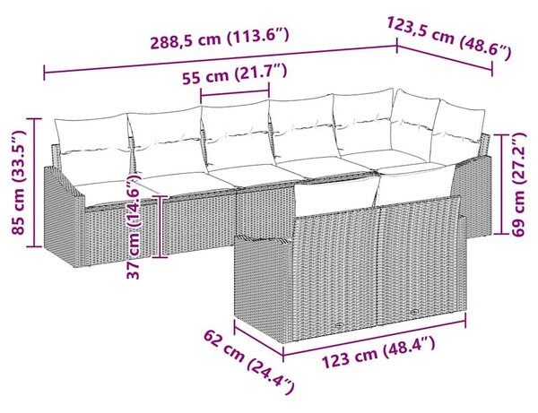 VidaXL Kerti Kanapé Szett 8 pcs Világosszürke Poli rattan