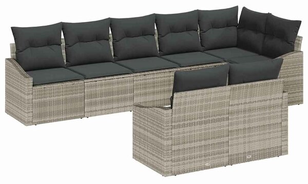 VidaXL Kerti Kanapé Szett 8 pcs Világosszürke Poli rattan