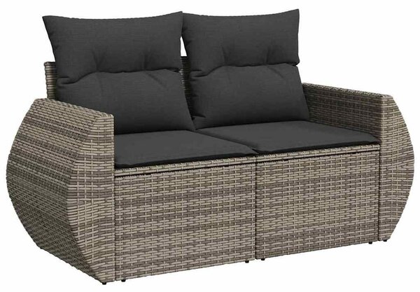 VidaXL Kerti Kanapé Szett párnával tárolóval 9 pcs Szürke Poly Rattan