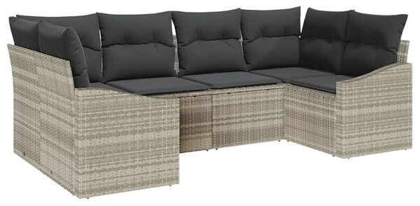 VidaXL Kerti Kanapé Szett tárolóval 6 pcs Világosszürke polirattan