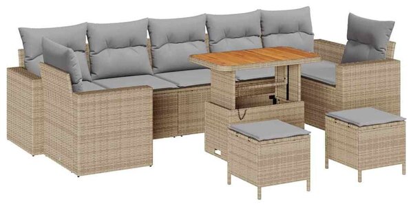 VidaXL Kerti Kanapé Szett 10 pcs Beige és Világosszürke polirattan