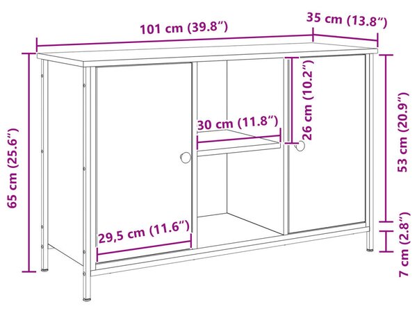 TV Szekrény Artisan Tölgy 101x35x65 cm Műanyag és Acél