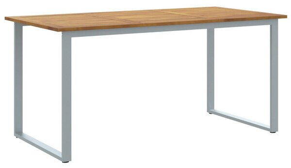 Kültéri Étkezőasztal Szürke 160x80x75 cm Acél és Szilárd Akácfa