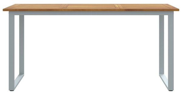 Kültéri Étkezőasztal Szürke 160x80x75 cm Acél és Szilárd Akácfa