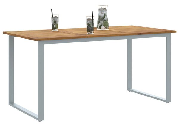Kültéri Étkezőasztal Szürke 160x80x75 cm Acél és Szilárd Akácfa